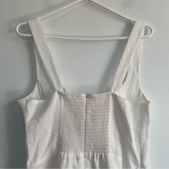 Reformation Delia Linen Dress White Bubble Skirt Square Neck Drop Waist Size 10 - Picture 6 of 12